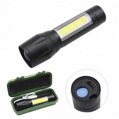 Mini  Rechargeable COB Flashlight  With Usb and Keychain Clip