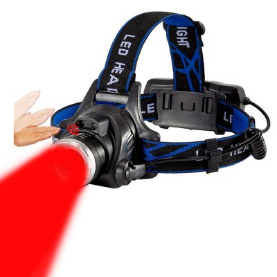 Red Light Headlamp 18650 USB Rechargeable Headlamp Zoomable Red LED headlight with 3 Red Beam Mode For Camping Hiking